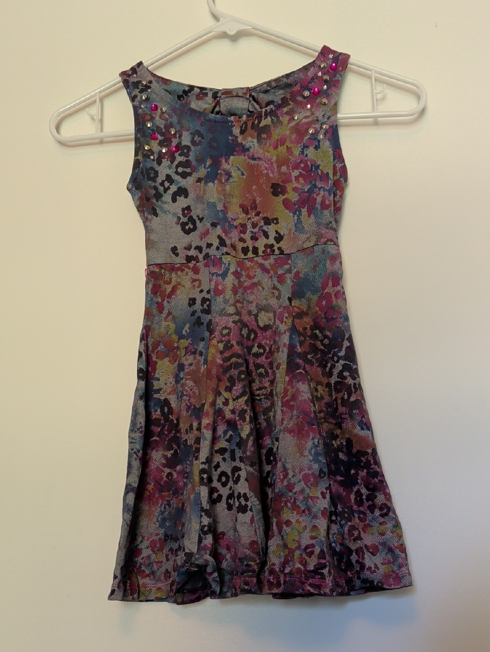 Justice Multicolor Floral Leopard Print Dress with Pink Accents